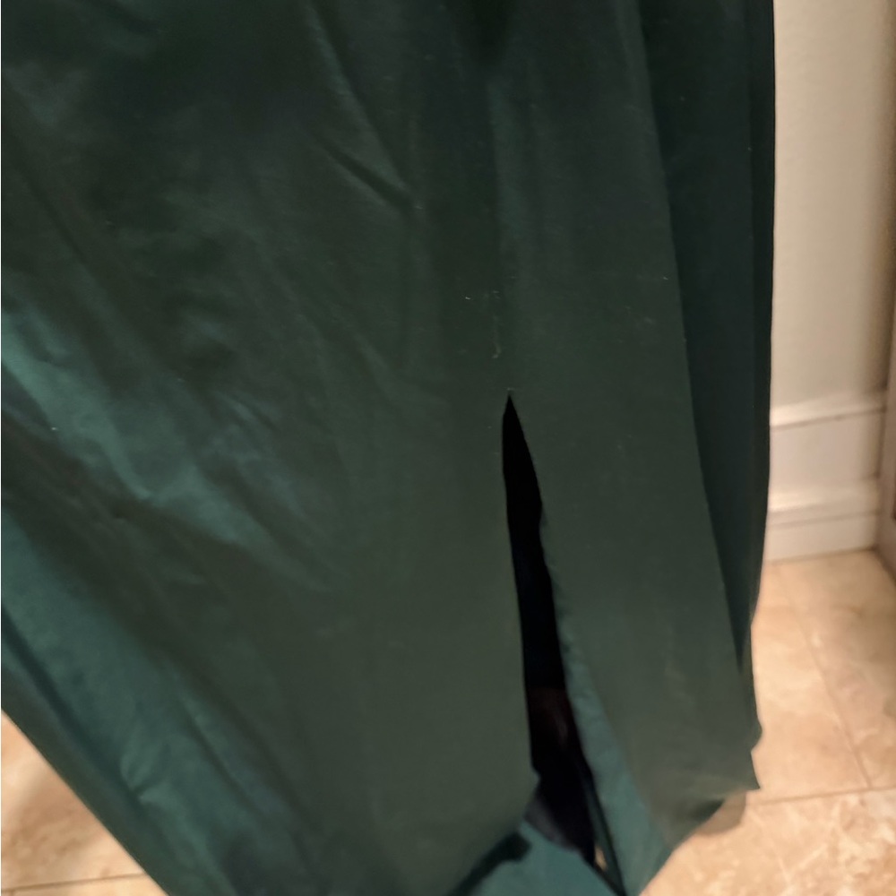Showpo Dark Green Satin Girls Dress - Sleeveless V-Neck Gown - Picture 8 of 16